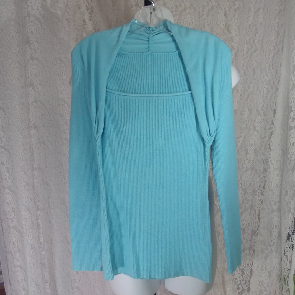 Rib Knit Aqua Sweater